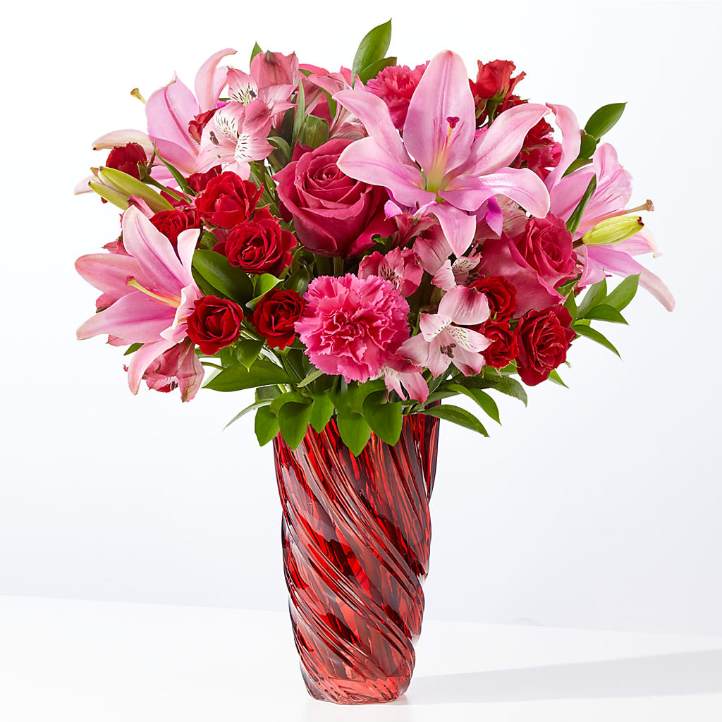 In Love Bouquet with Luxe Swirl Vase – R & J BLOOMS, Rowlett TX