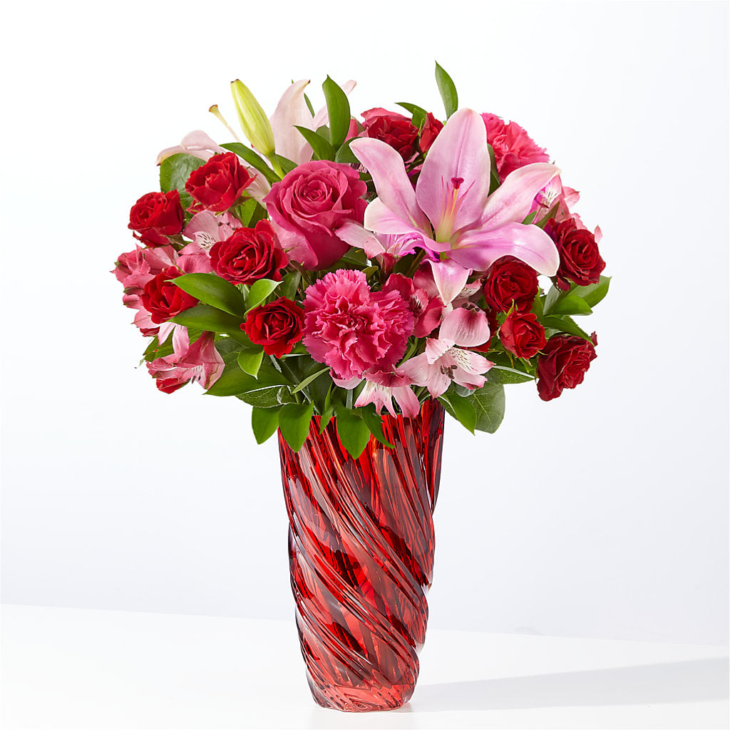 In Love Bouquet with Luxe Swirl Vase – R & J BLOOMS, Rowlett TX