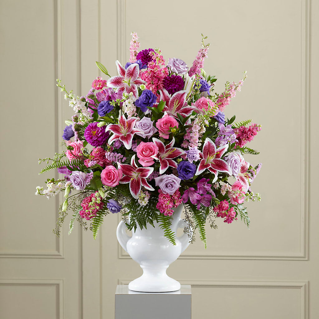 Peaceful Tribute Arrangement – R & J BLOOMS, Rowlett TX
