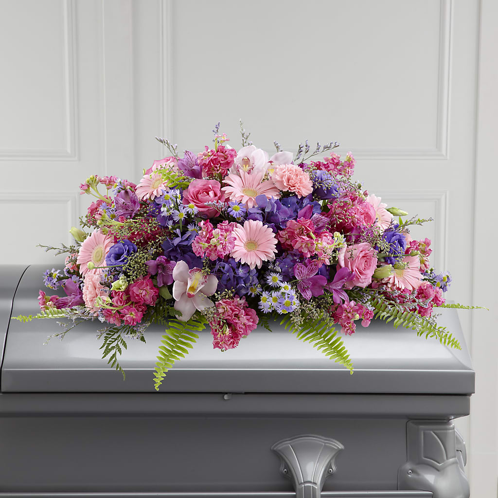Glorious Garden Casket Spray – R & J BLOOMS, Rowlett TX