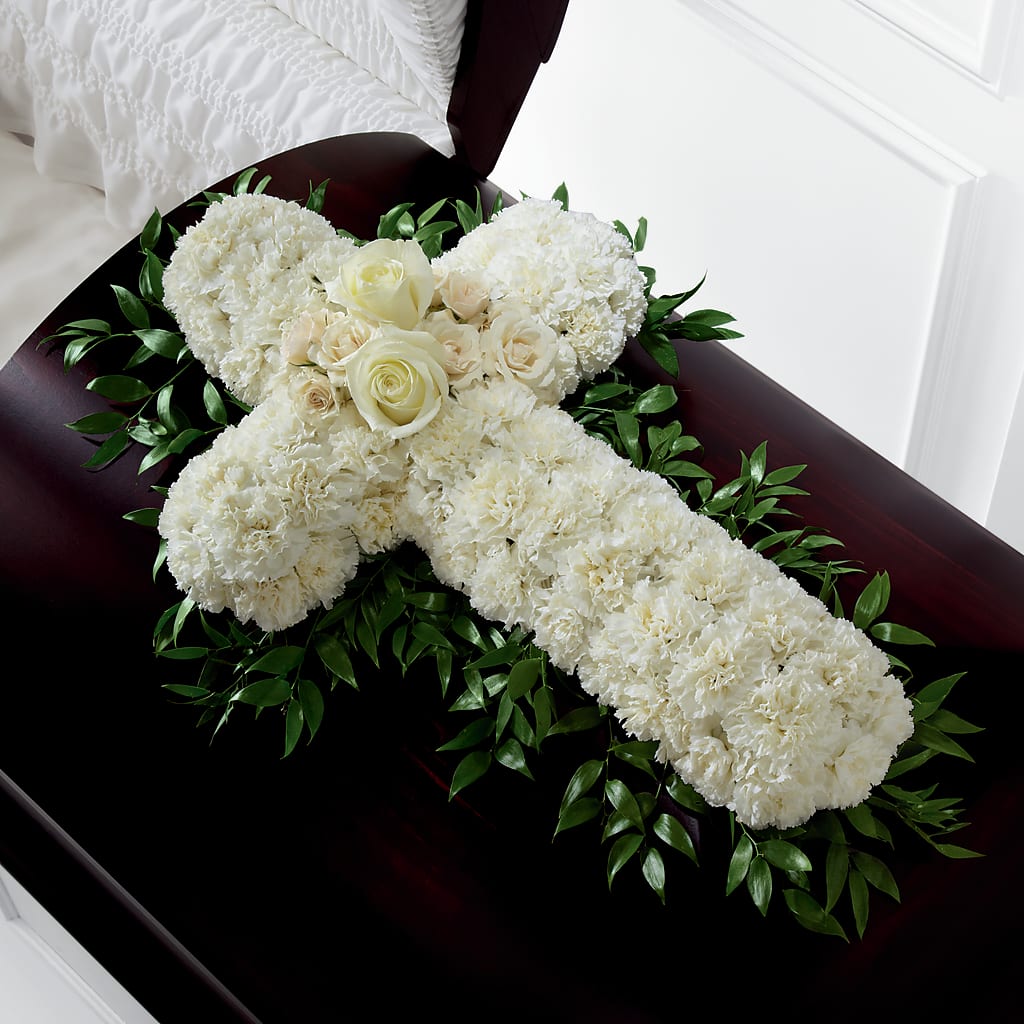 Peaceful Memories Casket Spray (Standard) – R & J BLOOMS, Rowlett TX