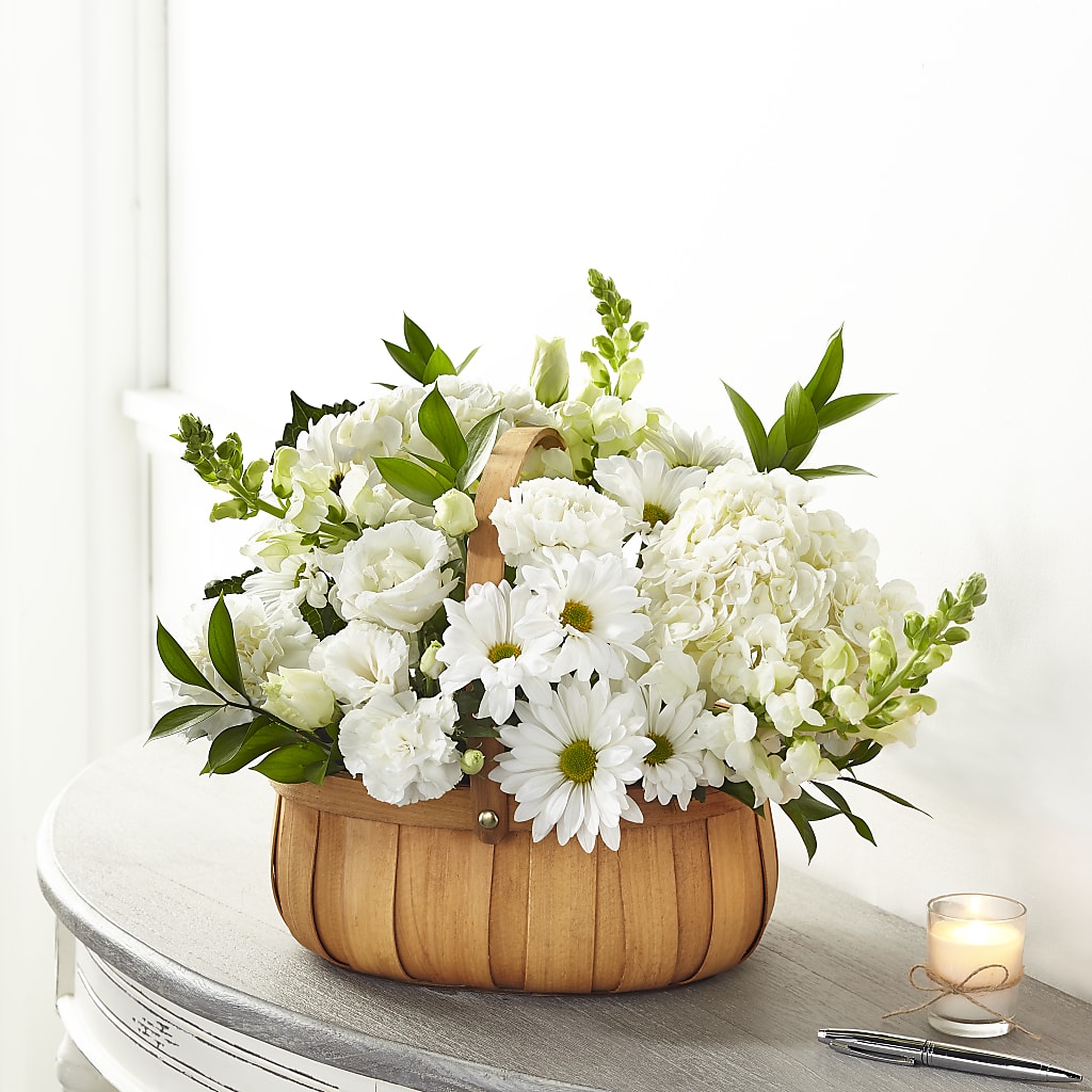 Pure Ivory Basket – R & J BLOOMS, Rowlett TX