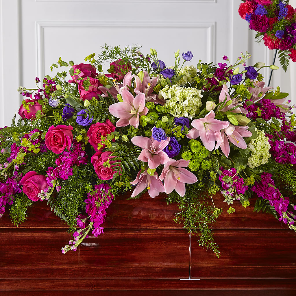 Radiant Tribute Casket Spray – R & J BLOOMS, Rowlett TX