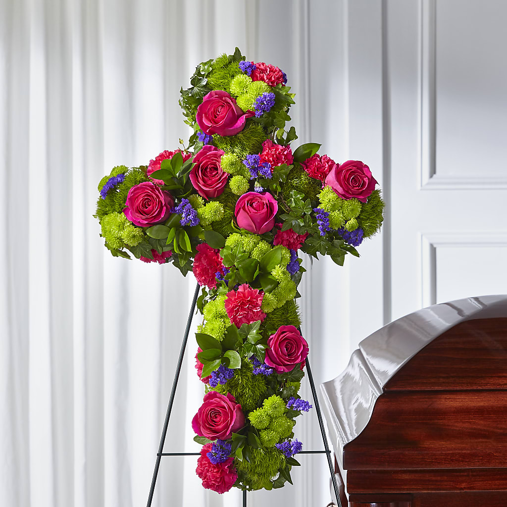 Tribute Rose Floral Cross – R & J BLOOMS, Rowlett TX