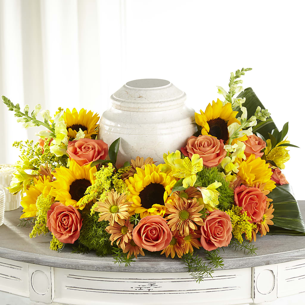 Faithful Sunflower Cremation Adornment – R & J BLOOMS, Rowlett TX