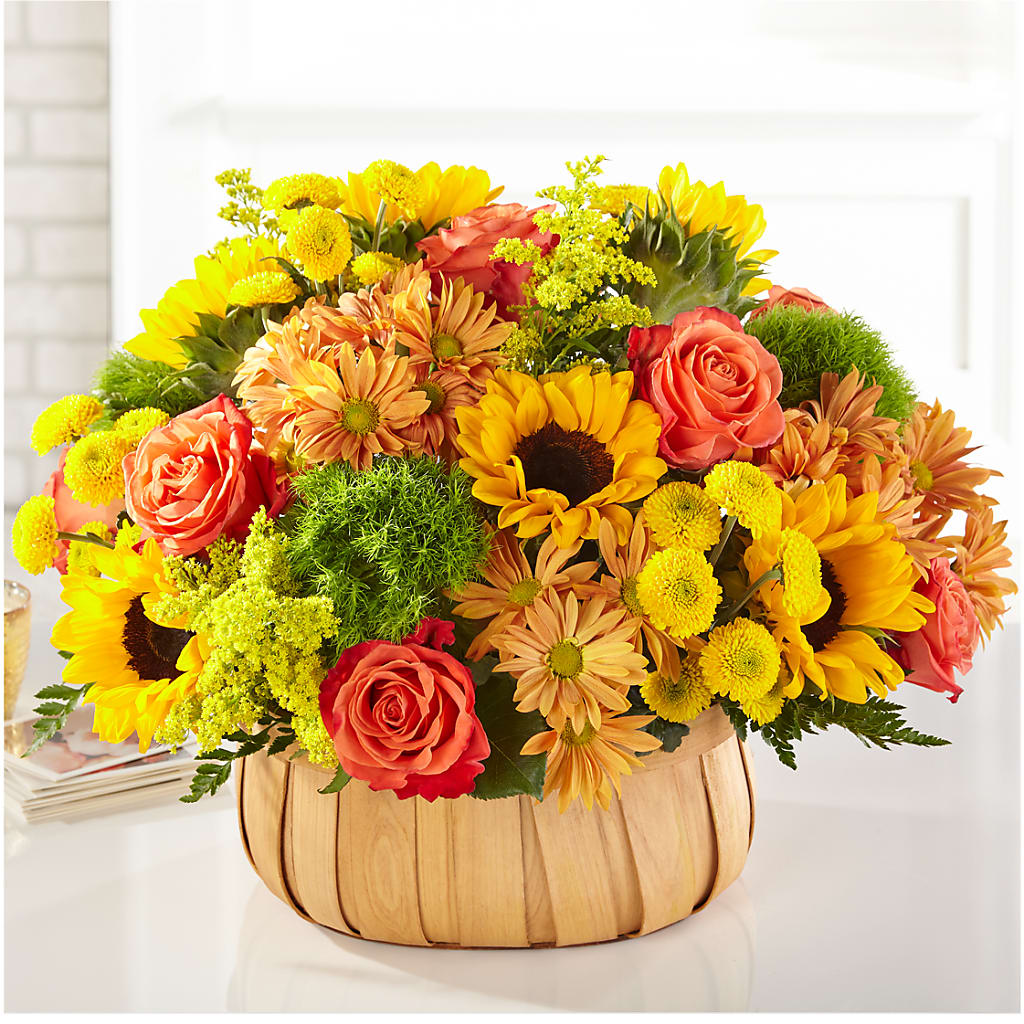 Harvest Sunflower Basket – R & J BLOOMS, Rowlett TX