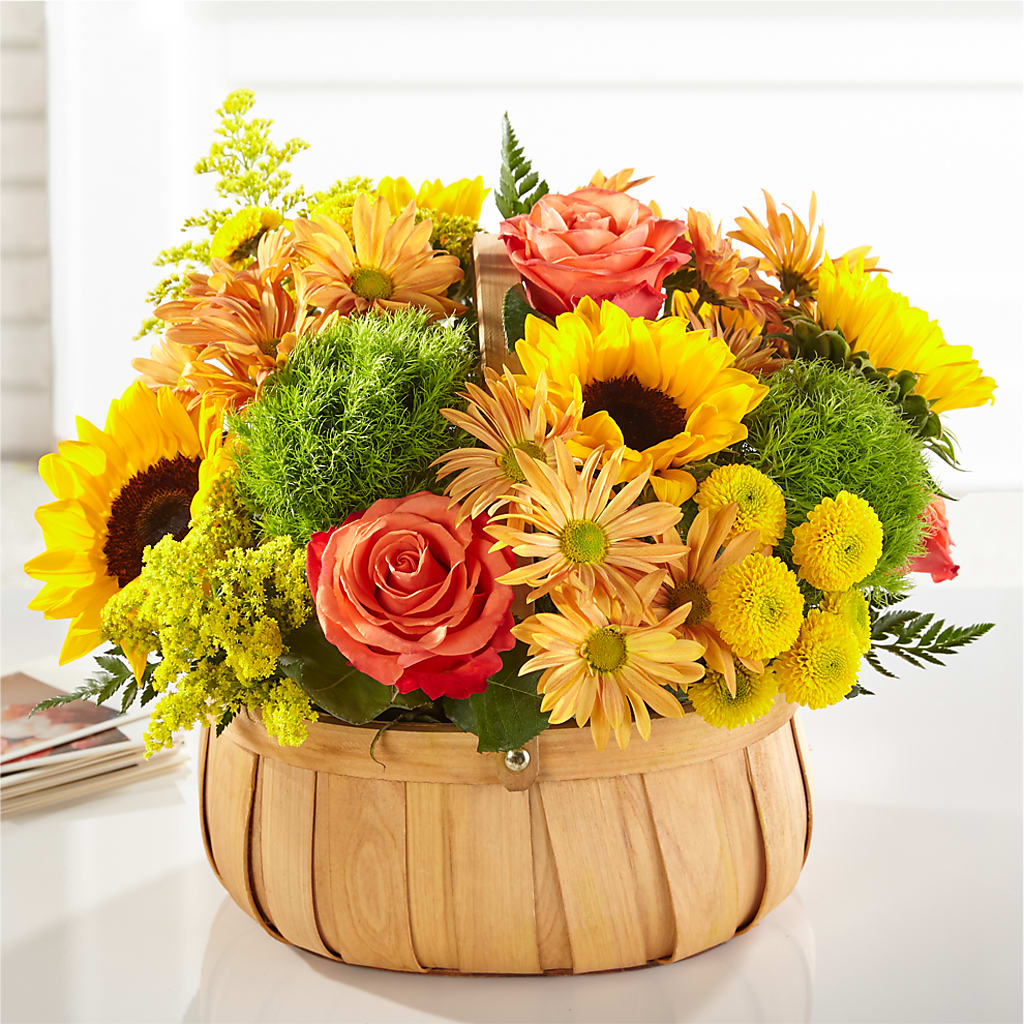 Harvest Sunflower Basket – R & J BLOOMS, Rowlett TX