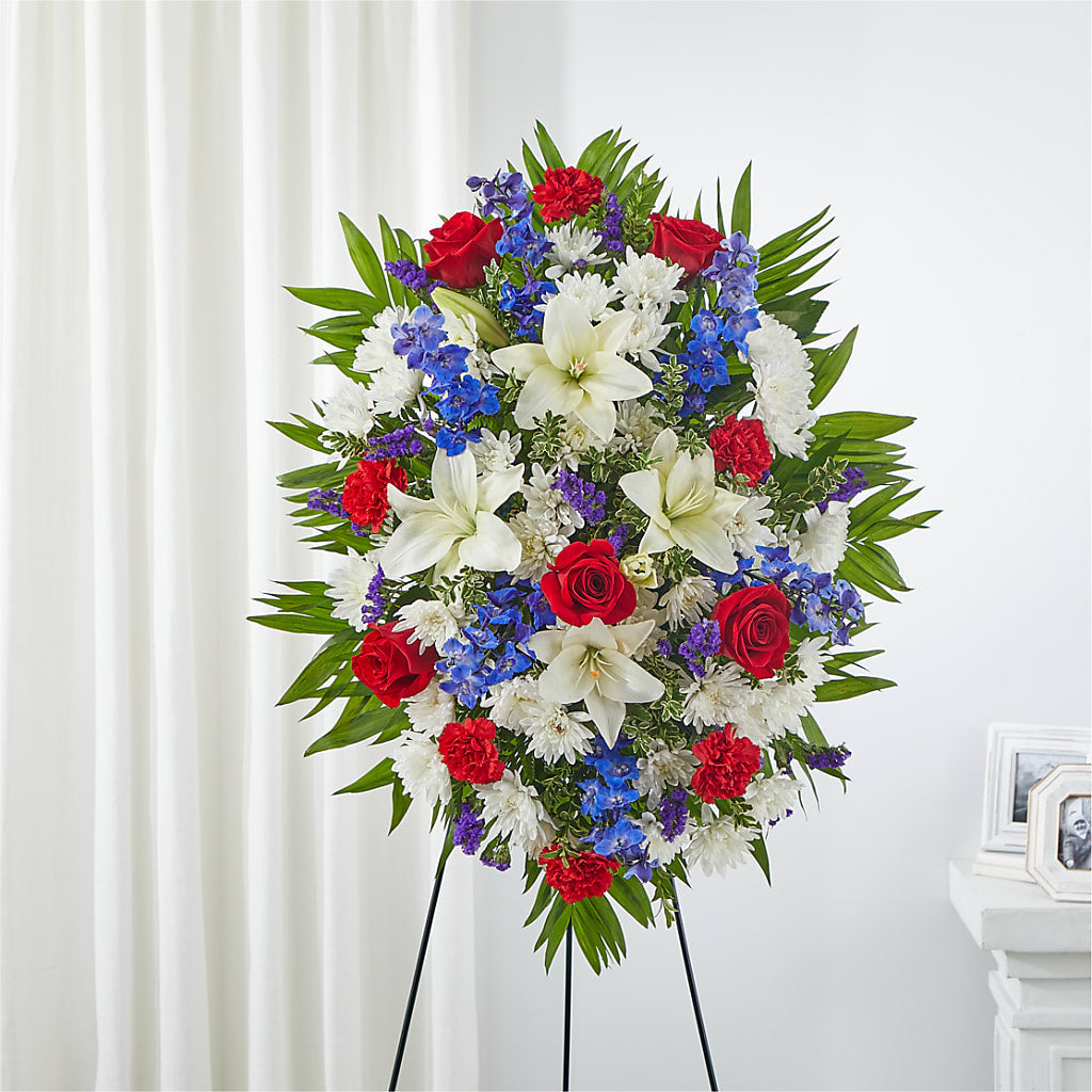 Cherished Service Standing Spray – R & J BLOOMS, Rowlett TX