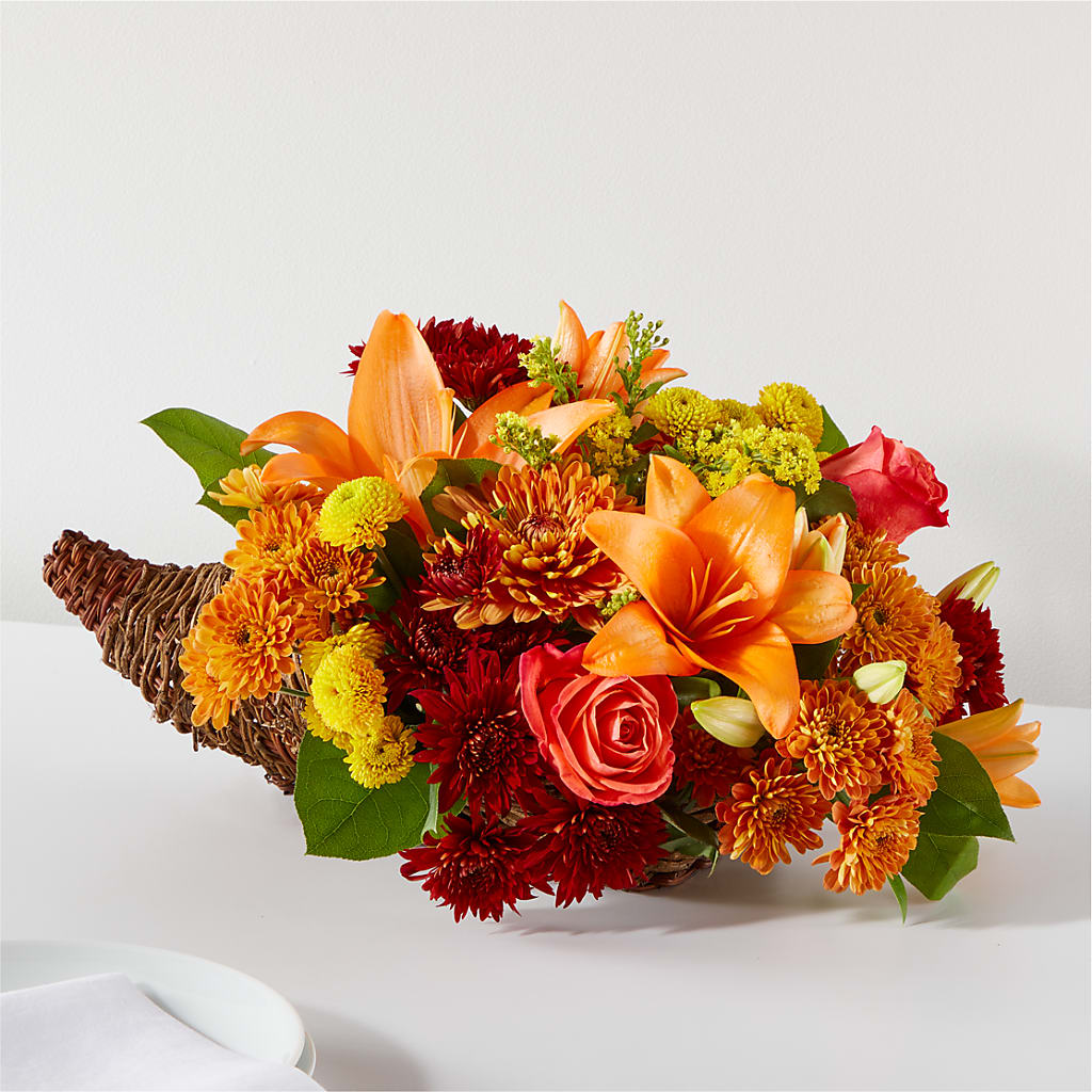 Bouquet of Blessings Cornucopia – R & J BLOOMS, Rowlett TX