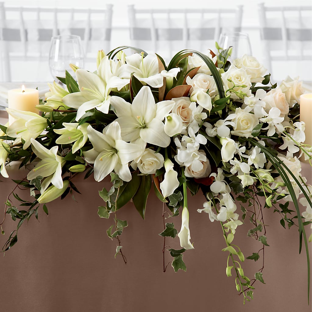 White Linen Arrangement – R & J BLOOMS, Rowlett TX