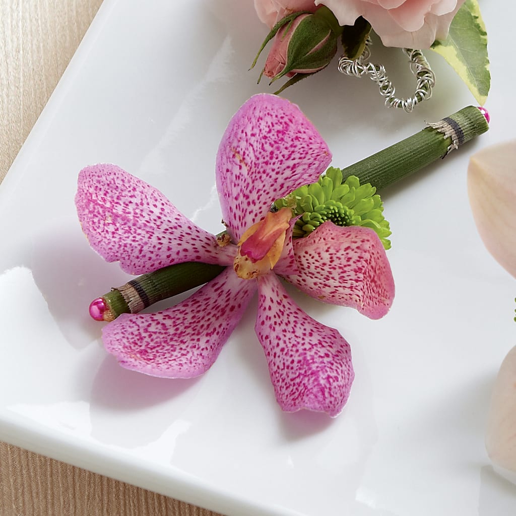 Pink Mokara Boutonniere – R & J BLOOMS, Rowlett TX