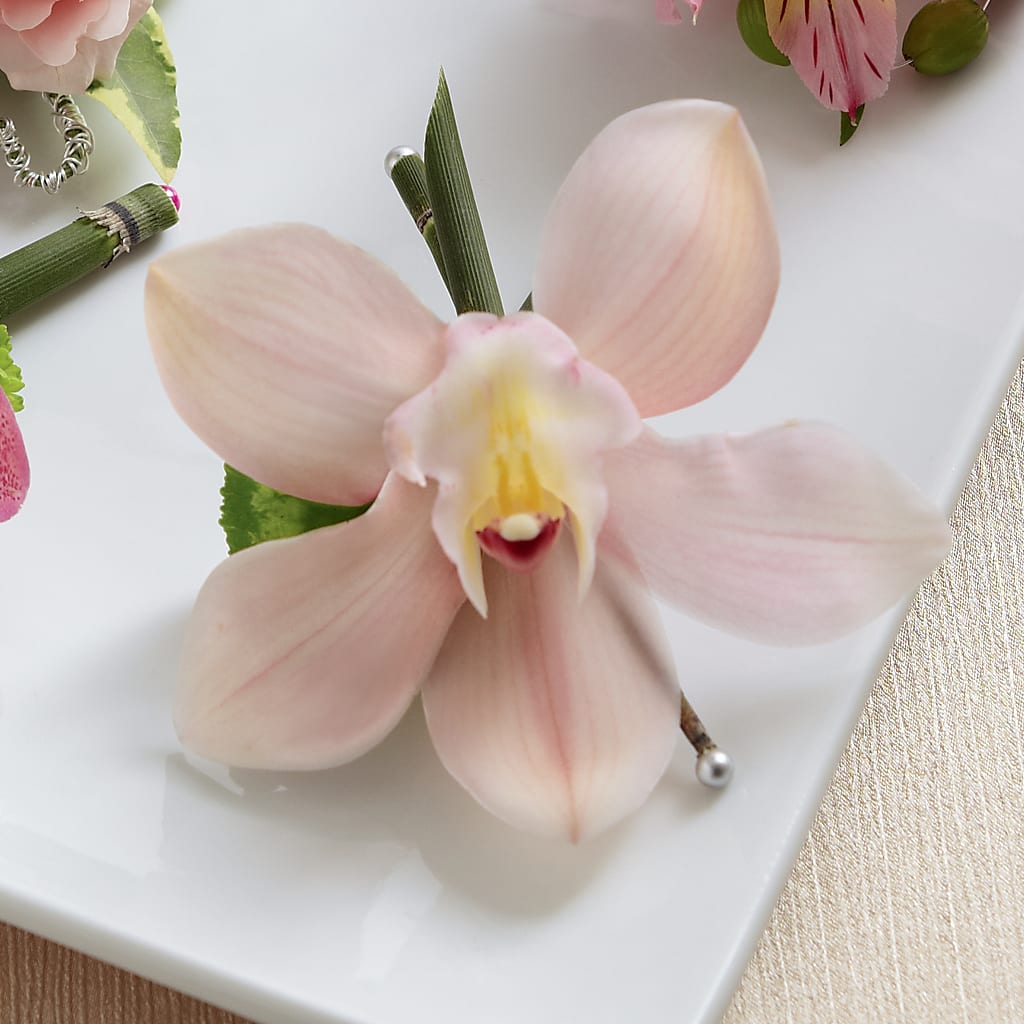 Pink Cymbidium Boutonniere – R & J BLOOMS, Rowlett TX