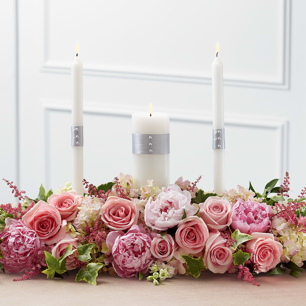 Worldwide Romance Unity Candle Arrangement – R & J BLOOMS, Rowlett TX