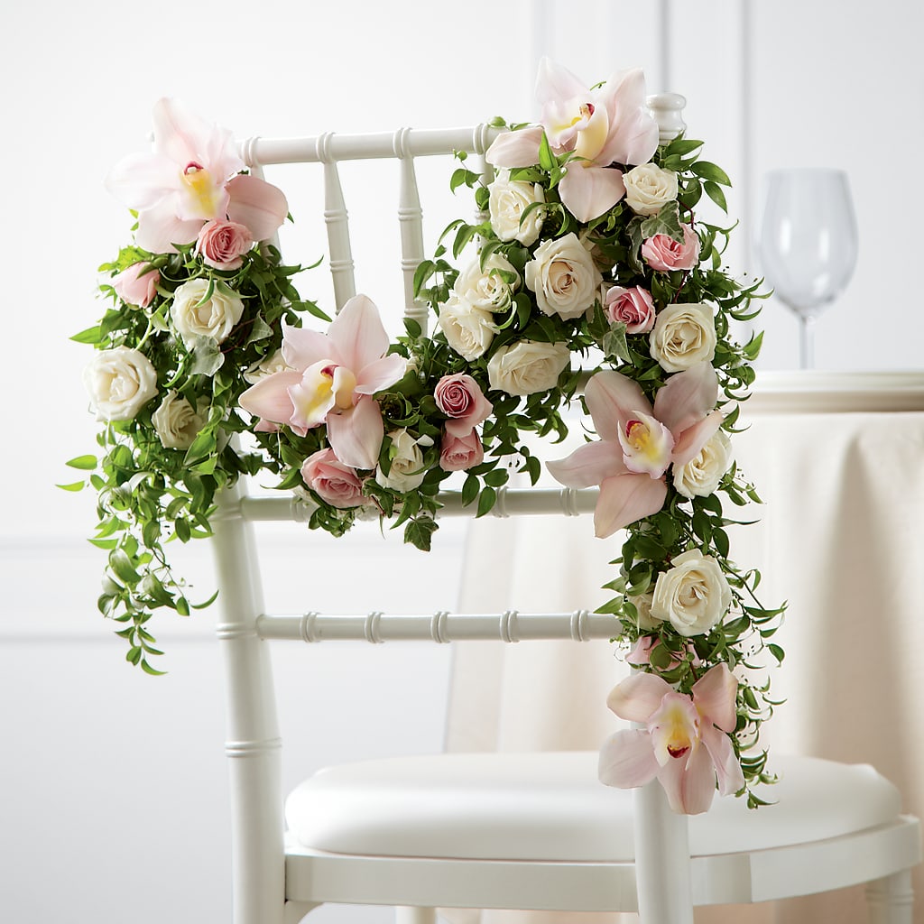 Orchid Rose Chair Décor – R & J BLOOMS, Rowlett TX