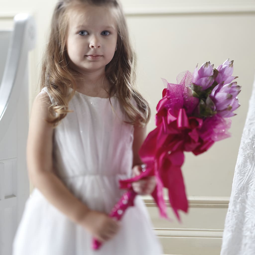 Sparkle Pink Flower Girl Bouquet – R & J BLOOMS, Rowlett TX