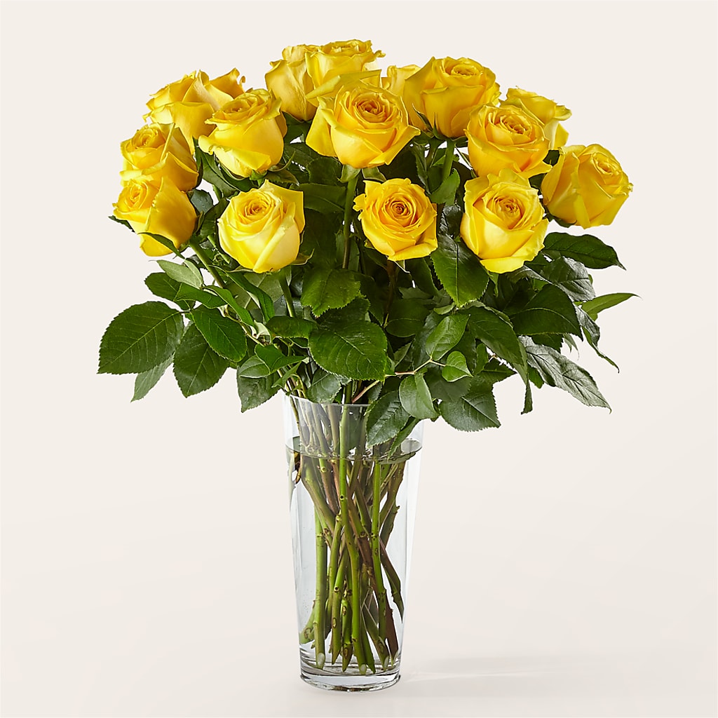 Long Stem Yellow Rose Bouquet – R & J BLOOMS, Rowlett TX