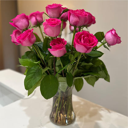 Long Stem Pink Rose Bouquet – R & J BLOOMS, Rowlett TX