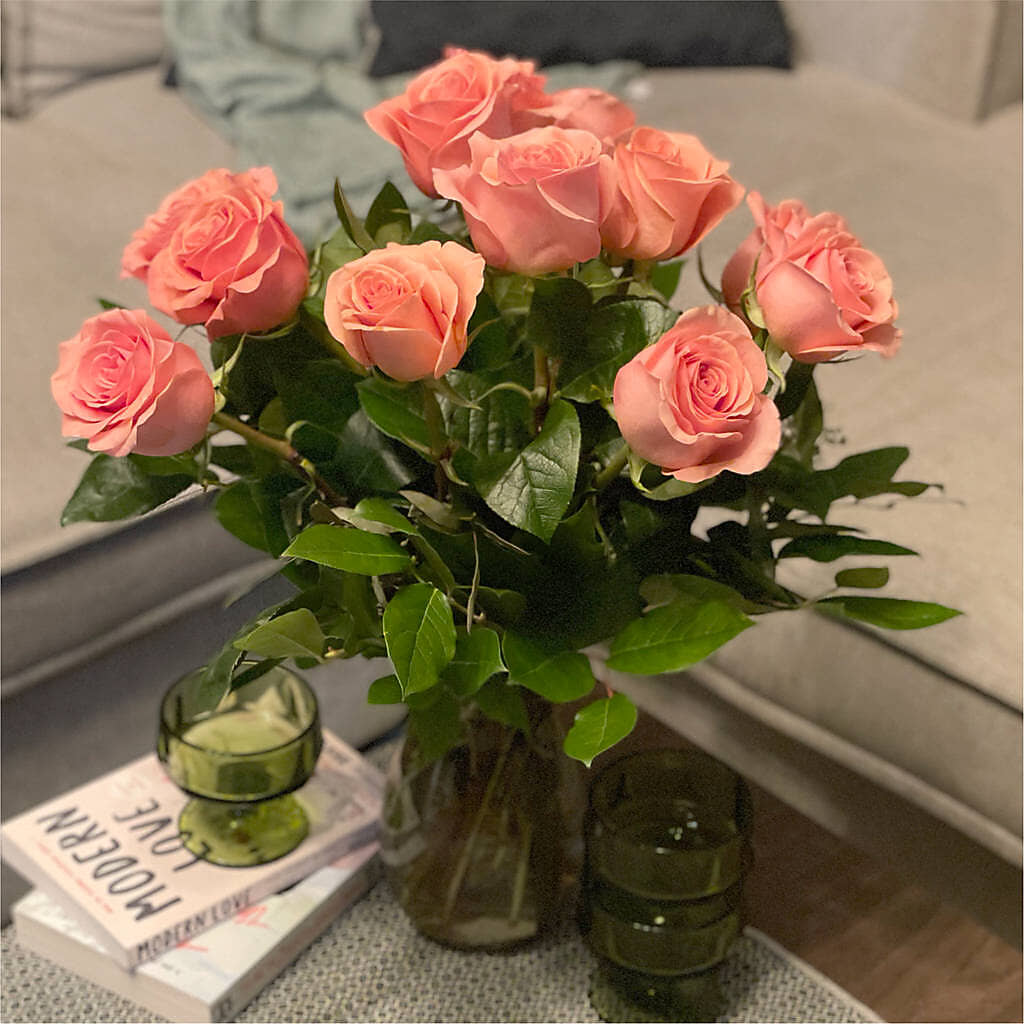 Long Stem Pink Rose Bouquet – R & J BLOOMS, Rowlett TX