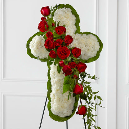 Floral Cross Easel – R & J BLOOMS, Rowlett TX