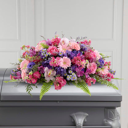Glorious Garden Casket Spray – R & J BLOOMS, Rowlett TX