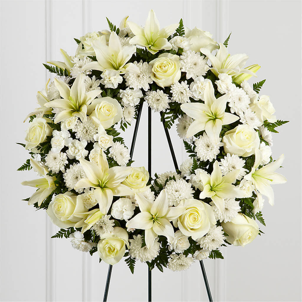 Treasured Tribute Wreath – R & J BLOOMS, Rowlett TX