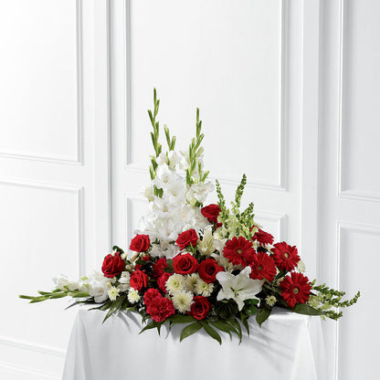 Crimson & White Arrangement – R & J BLOOMS, Rowlett TX