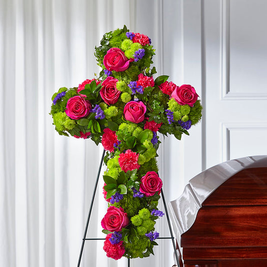 Tribute Rose Floral Cross – R & J BLOOMS, Rowlett TX