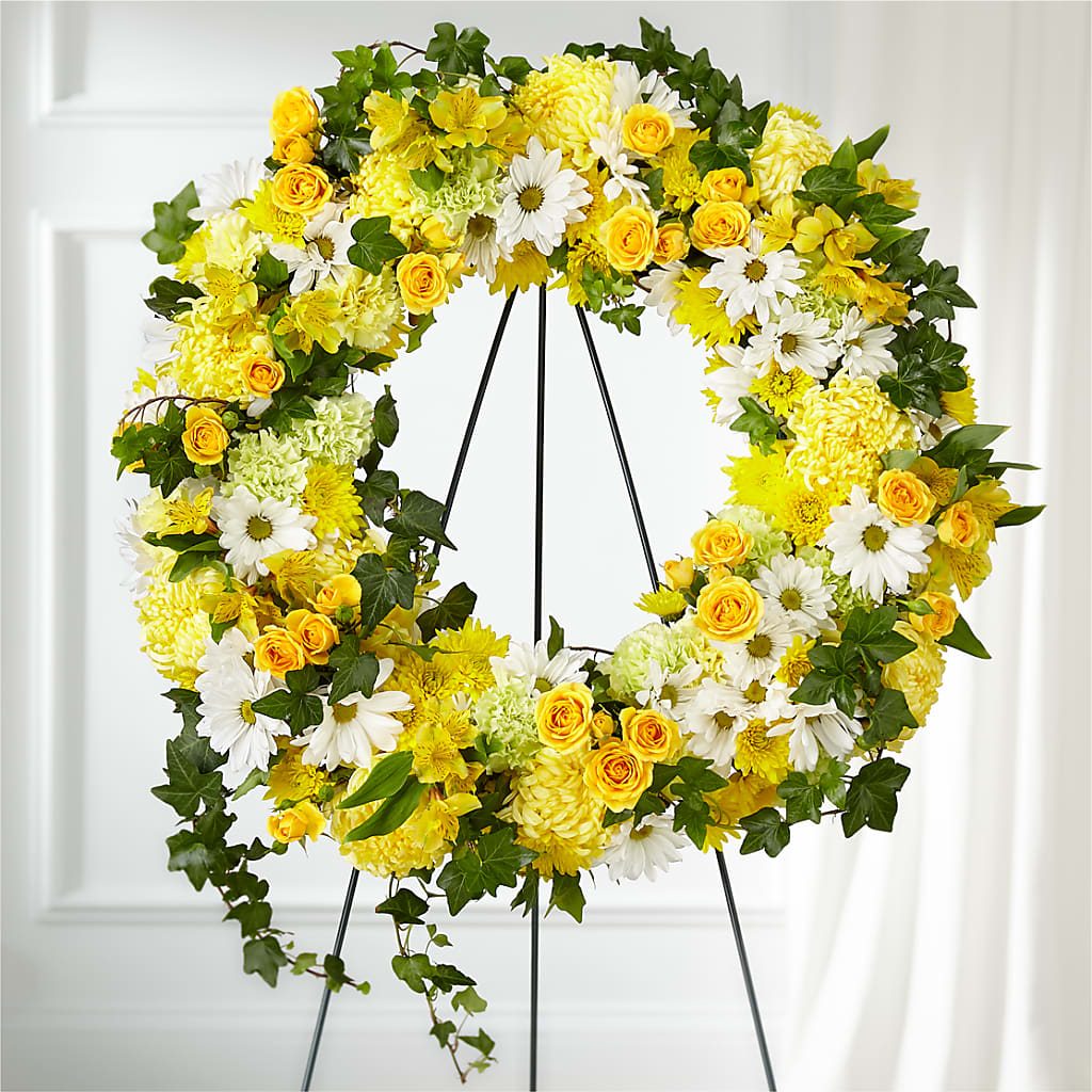 Golden Remembrance Wreath – R & J BLOOMS, Rowlett TX
