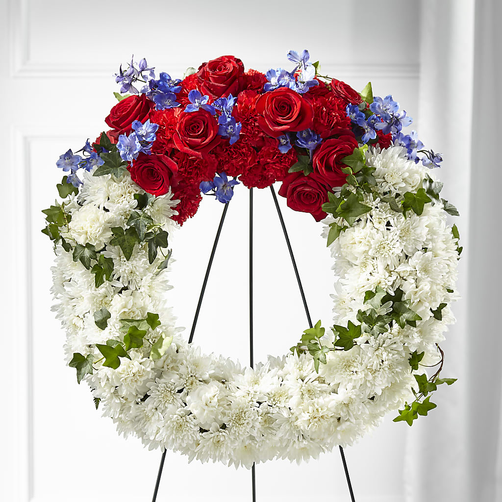 Patriotic Passion Wreath – R & J BLOOMS, Rowlett TX