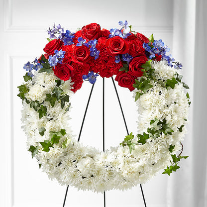 Patriotic Passion Wreath – R & J BLOOMS, Rowlett TX