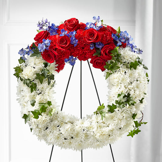 Patriotic Passion Wreath – R & J BLOOMS, Rowlett TX