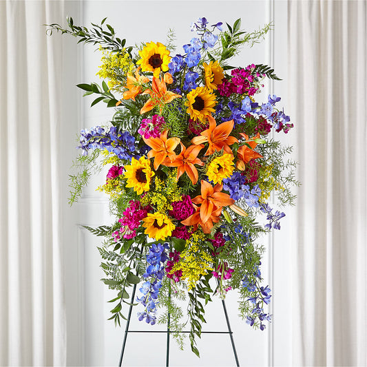 Sunlit Memories Standing Spray (Standard) – R & J BLOOMS, Rowlett TX