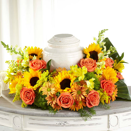 Faithful Sunflower Cremation Adornment – R & J BLOOMS, Rowlett TX