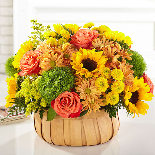 Harvest Sunflower Basket – R & J BLOOMS, Rowlett TX