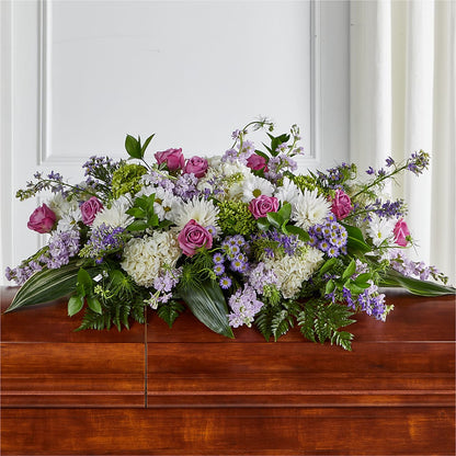 Meadows of Serenity Casket Spray – R & J BLOOMS, Rowlett TX