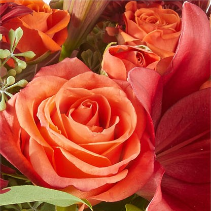 Crimson Leaves Bouquet – R & J BLOOMS, Rowlett TX