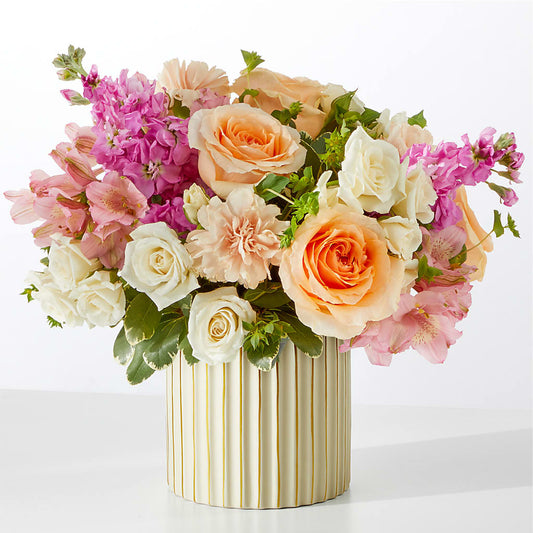 Paradise Bouquet with Ivory Vase – R & J BLOOMS, Rowlett TX