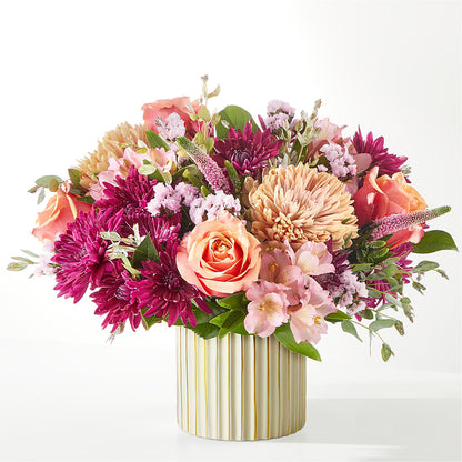 Berry Cobbler Bouquet with Ivory Vase – R & J BLOOMS, Rowlett TX