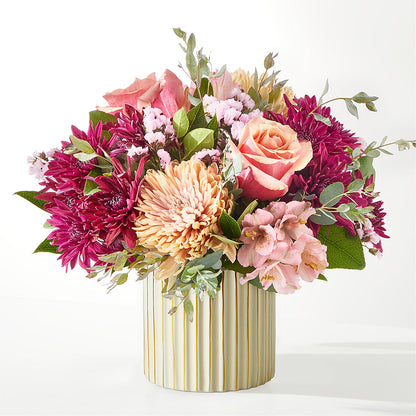 Berry Cobbler Bouquet with Ivory Vase – R & J BLOOMS, Rowlett TX