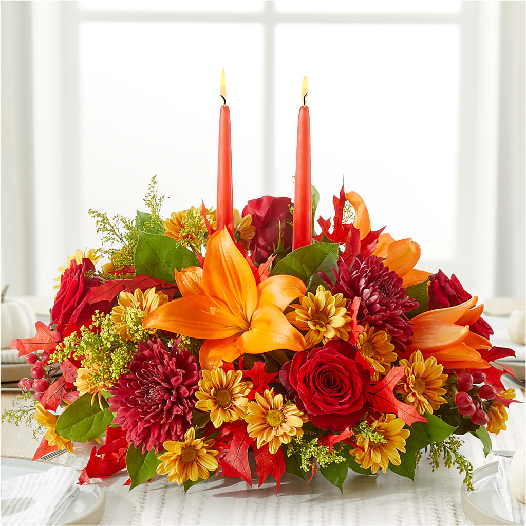 Autumn's Embrace Centerpiece – R & J BLOOMS, Rowlett TX