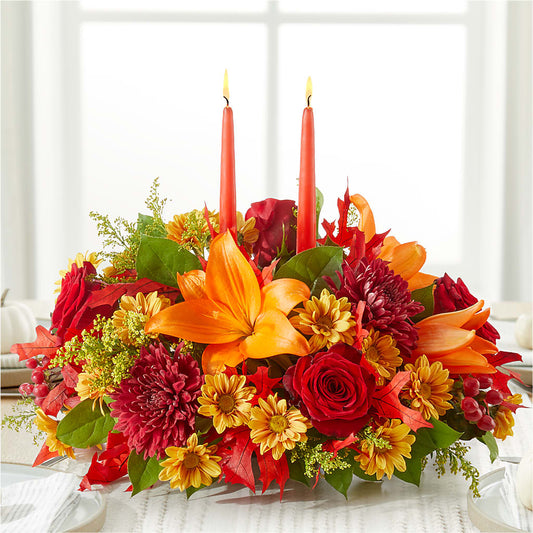 Autumn's Embrace Centerpiece – R & J BLOOMS, Rowlett TX