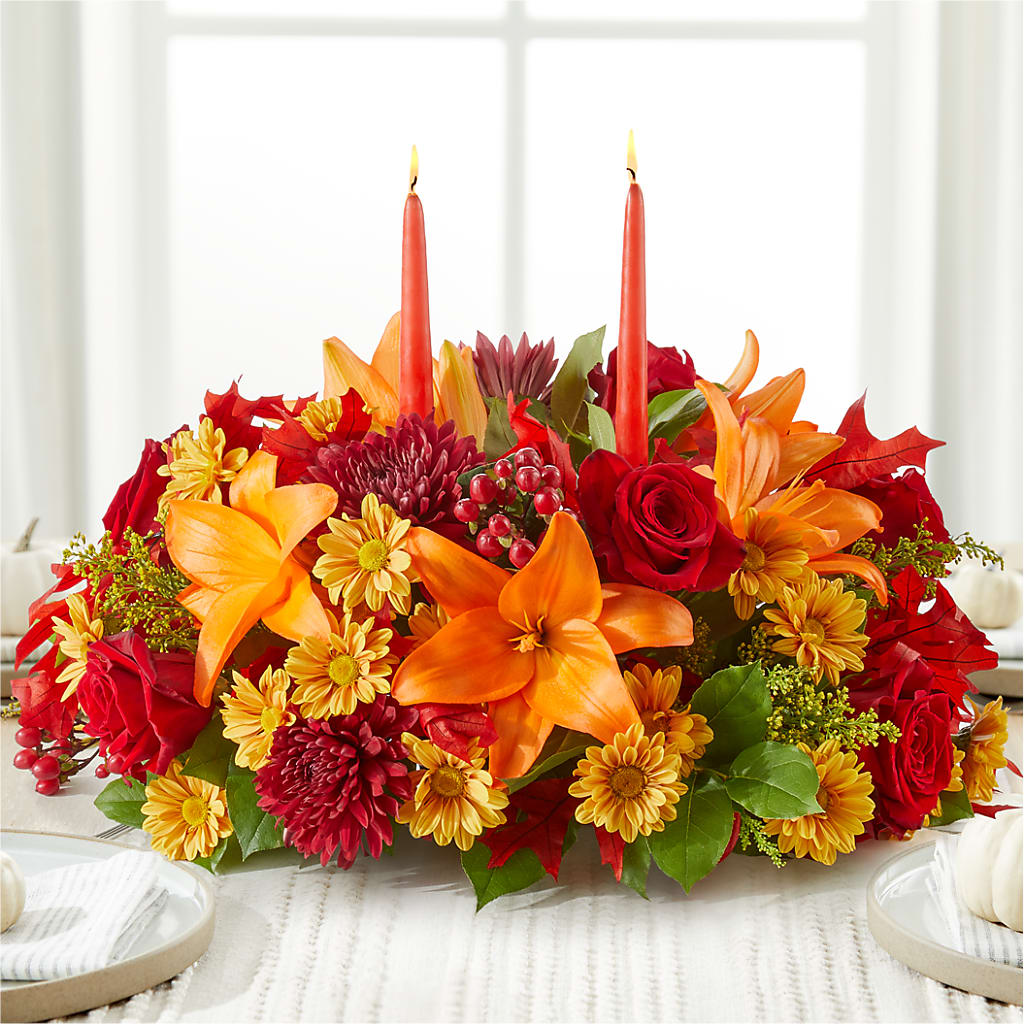 Autumn's Embrace Centerpiece – R & J BLOOMS, Rowlett TX