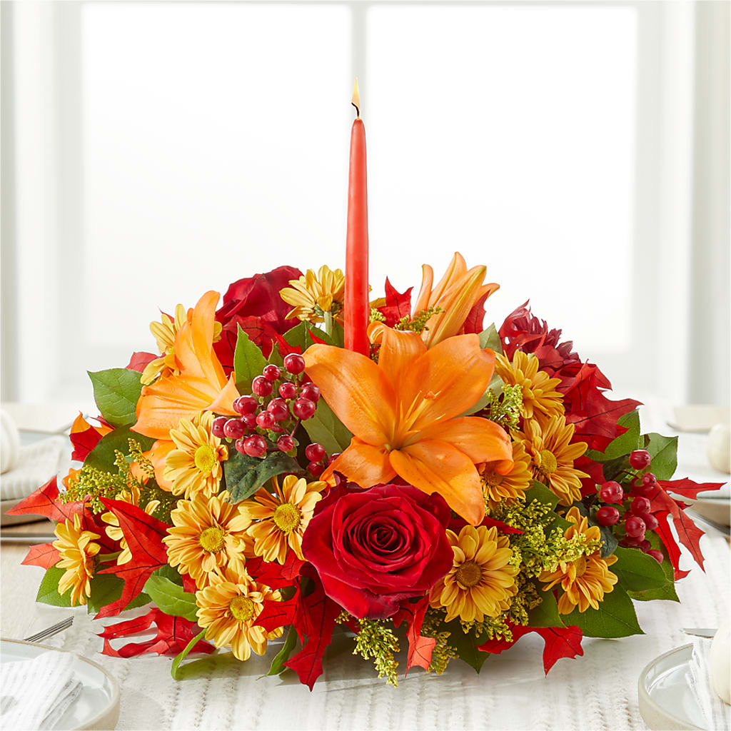 Autumn's Embrace Centerpiece – R & J BLOOMS, Rowlett TX