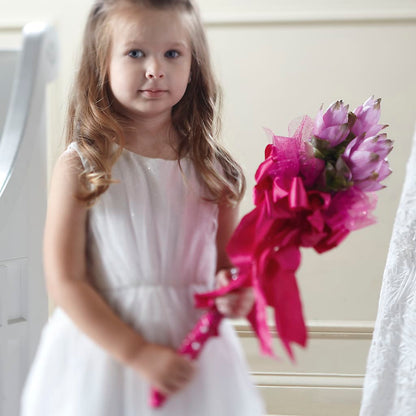 Sparkle Pink Flower Girl Bouquet – R & J BLOOMS, Rowlett TX
