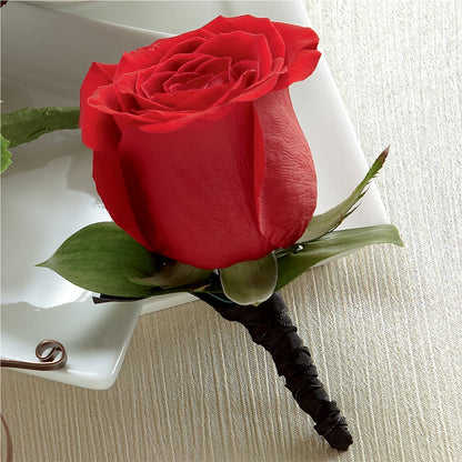 Red Rose Boutonniere – R & J BLOOMS, Rowlett TX